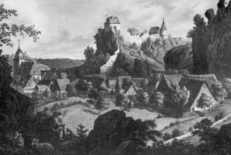 Betzenstein Castle, high medieval hilltop castle in the Middle Ages, Bayreuth district, Upper