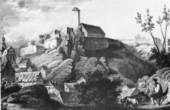 Veldenstein Castle near Neuhaus an der Pegnitz in the Middle Ages, NÃ¼rnberger Land, Middle