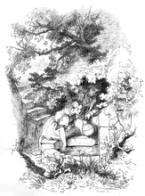 Young couple with a water jug at a watering hole, Hermann and Dorothea at the well, after an epic