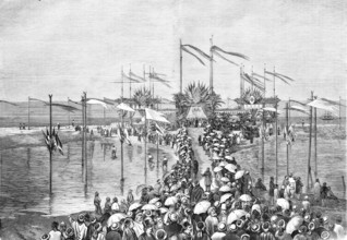 Prayer of thanksgiving of all denominations on the shore of Lake Menzaleh, in the north-east of