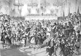 The children's carnival in the casino in Basel, Switzerland, historical, reproduction from a model