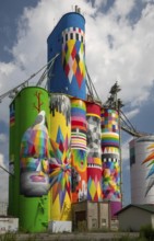 Saginaw, Michigan - The Shine Bright mural on abandoned grain elevators. The mural was created when