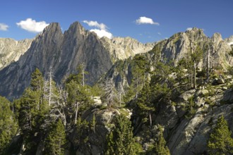 The Els Encantats mountain range in the AigÃ¼estortes i Estany de Sant Maurici National Park,
