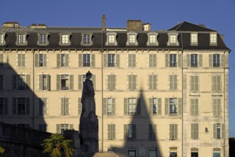 Silhouette of the statue on the war memorial Monuments Aux Morts de Pau in Pau, Pyrenees, France