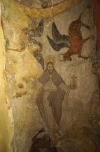 Ceiling fresco in the Church of Saint-André or Church of the Templars in Luz-Saint-Sauveur,