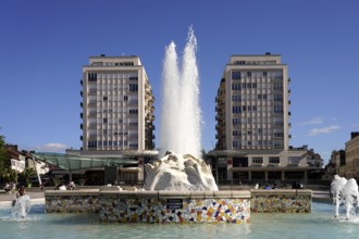 Fountain on the Place Clemenceau square in Pau, Pyrenees, France