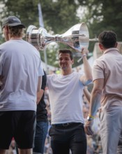 Players of the EisbÃ¤ren Berlin at the Berliner Rundfunk 91.4 Open Air in the Berlin ParkbÃ¼hne