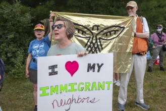 Baldwin, Michigan USA - 4 July 2025 - Activists rally against the North Lake Correctional Facility,
