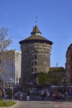 Frauentorturm, city fortification, round tower, pedestrian zone, historical buildings, modern