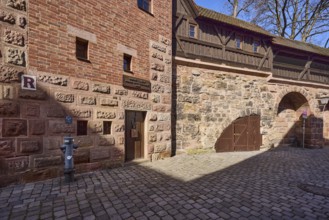 Old town, city fortification, city wall, house, blue sky, Spittlertor wall, Nuremberg, Middle