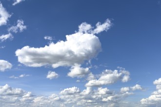 White clouds cumulus heap clouds in front of blue sky, international