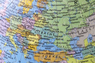 Puzzle globe. Map made from puzzle pieces. Russia. Ukraine, Crimea, Black Sea
