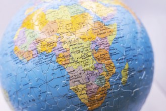 Puzzle globe. Map made from puzzle pieces. Africa