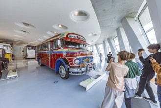 Mercedeas-Benz LO 1112 bus from 1969. The Mercedes-Benz Museum in Stuttgart presents a journey
