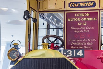 Milnes-Daimler double-decker bus from 1907. The Mercedes-Benz Museum in Stuttgart presents a