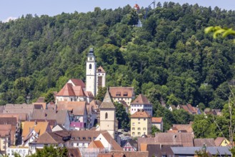 Horb with view of collegiate church, Schurkenturm and SchÃ¼tteberg. Town view of Horb,