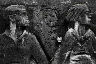 Bittermark memorial, memorial site, detail with tulip for the memorial service on Good Friday,