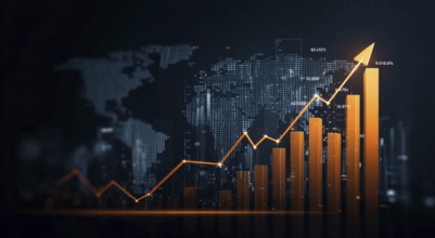 Stock market and economy growth trend fluctuations. Advanced graph business analytic tool that
