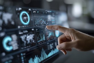 Stock market and economy growth trend fluctuations. Stock broker tracking recession or growth