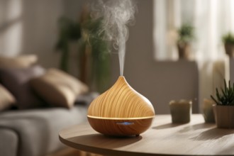 Air purifier and humidifier in a living room. Clean air and healthy environment with clean air. Air