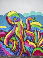 Octopus graffiti in Le Verdon-sur-Mer, Nouvelle-Aquitaine, Gironde, France
