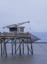 Fishing huts over Randonnee entre Histoire et Nature, Fouras, Fouras-les-Bains, Charente-Maritime,