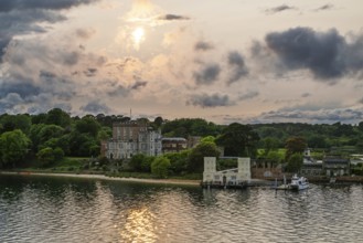 Sunset over Brownsea Castle, Brownsea Island, Poole, Dorset, England, United Kingdom