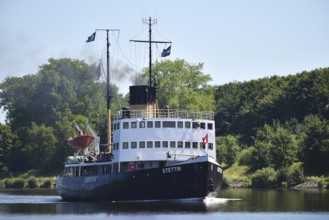 Oldtimer steam, icebreaker STETTIN travelling through the Kiel Canal, Kiel Canal, NOK,