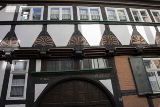 Magnificently decorated half-timbered house from 1685, Quedlinburg, Saxony-Anhalt, Germany