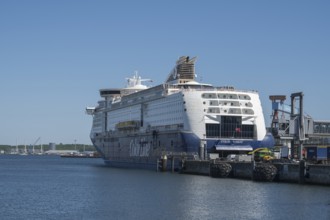 Ferry Color Line at Norwegenkai, harbour, Kiel, Kiel Fjord, Baltic Sea, Schleswig-Holstein, Germany