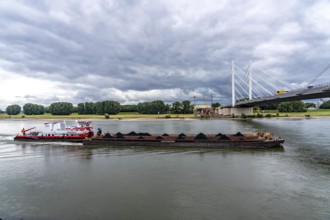 Rhine bridge Duisburg-Neuenkamp, the A40 motorway, start of construction of the second bridge,