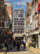 Many passers-by in the city centre of Venlo, Netherlands