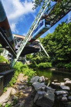 A suspension railway over the Wupper near the Loher Bridge stop, Wuppertal, Germany