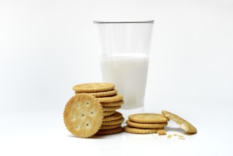 Cracker with a glass of milk