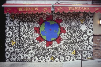 Window of an empty shop, artistically designed, New Yor City, USA