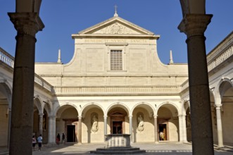 Cloister of the Benefactors with the Basilica Cathedral of the Benedictine Abbey of Montecassino,