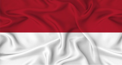 Realistic Monaco flag waving. Close up of flag of Monaco with cloth texture