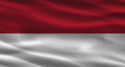 Monaco flag with fabric texture. Realistic flag of Monaco waving