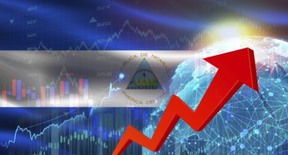 Global financial growth with Nicaragua flag. Financial growth with Nicaragua flag on economic