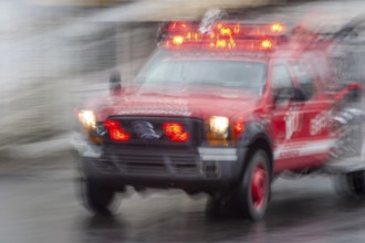 Ambulance driving at high speed, Motion blur, City of Quito. Pichincha province, Ecuador, South