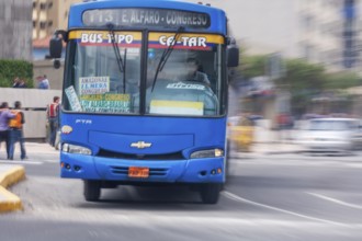 Bus in motion, Motion blur, City of Quito. Pichincha province, Ecuador, South America
