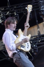 Zane Acord, Singer, bass player, The Thing, indie rock band, USA, live open air at the Citadel