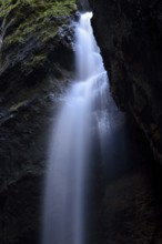 Waterfall in the Breitachklamm, a deep gorge in the AllgÃ¤u Alps near Oberstdorf near the