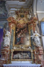 Side altar of the Baroque parish church of St Nicholas, 1725, Tannheim, Austria