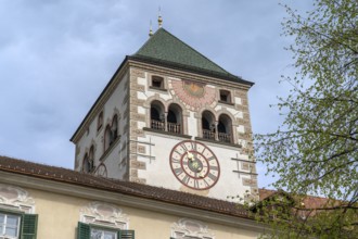 Tower of the monastery library, built between 1770 and 1775 in the Neustift St Margarethen, Vahrn,