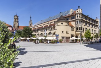 Stuttgart market hall in Art Nouveau architectural style. Food market in the upper price segment.