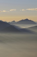 Grazing light in the mountains... Alpine panorama, Alpine peaks and mountain ranges in the Bavarian