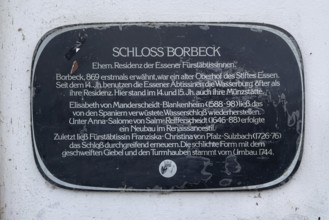 Information board Information board about Borbeck Castle former summer residence of prince
