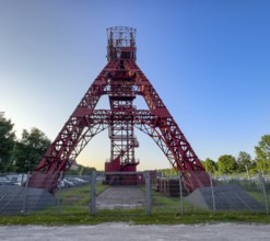Historic red headframe historic red winding tower of Bonifacius colliery coal mine in today's Kray