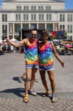 Two participants in the CSD colours, who also later carried the large Pride flag at Christopher